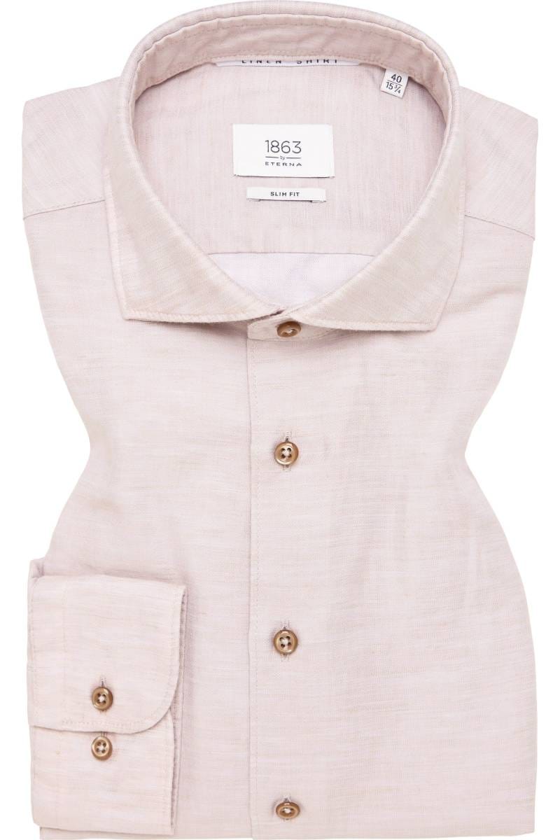 ETERNA 1863 Soft Tailoring Slim Fit Leinenhemd beige-braun, Einfarbig
