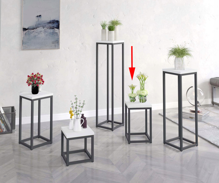 Nowoczesny Stojak Na Kwiaty 20x20x29 Loft Salon Czarny Biały Mat