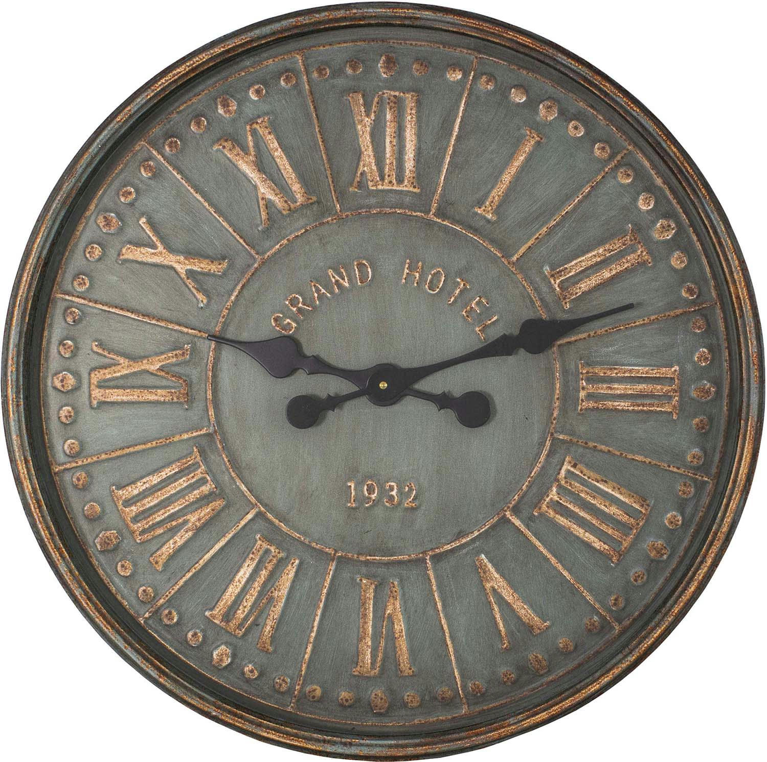 - Pendule ronde en fer grand hôtel 60 cm