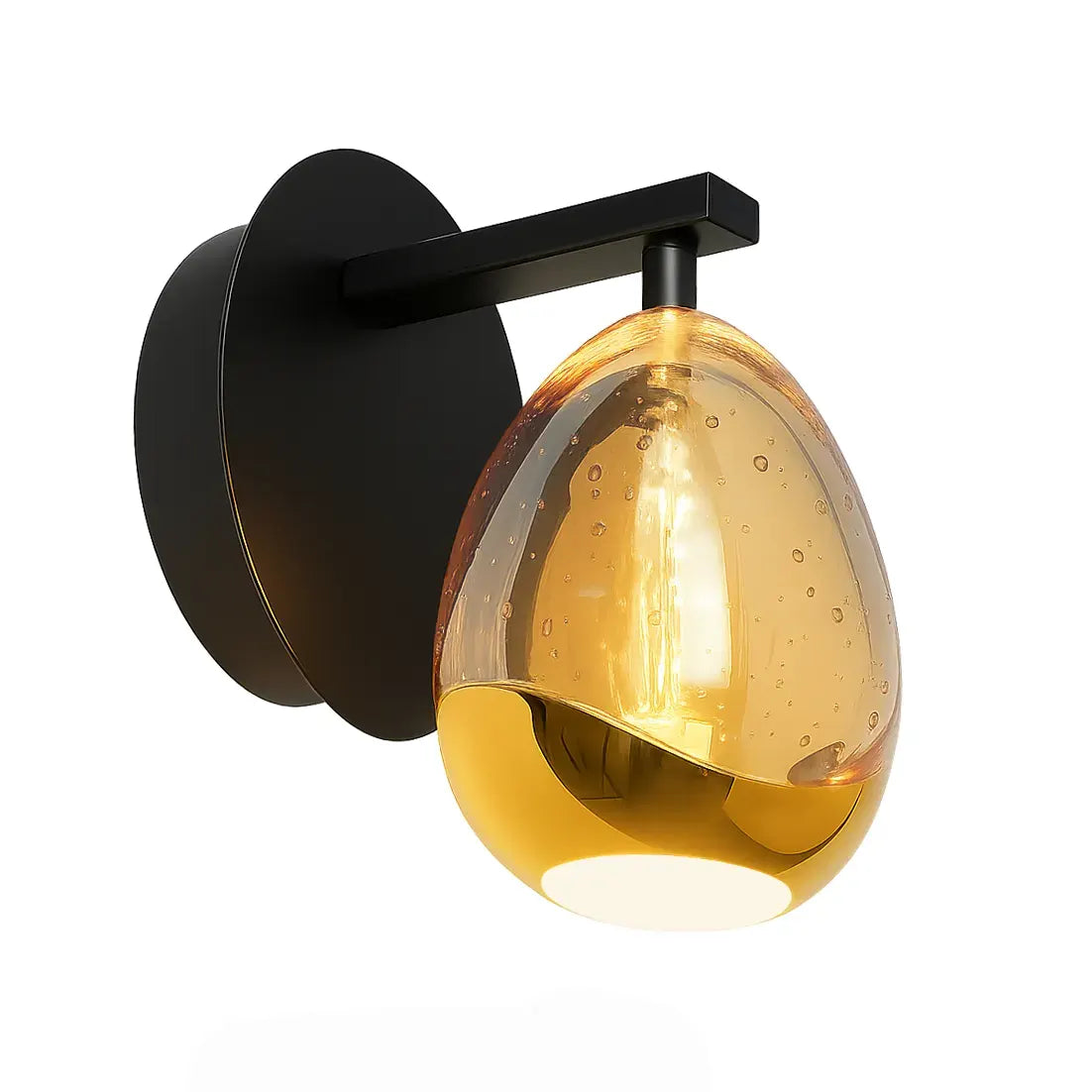 Highlight wandlamp Golden - 1 lichts - 18 x 14.8  cm - amber zwart