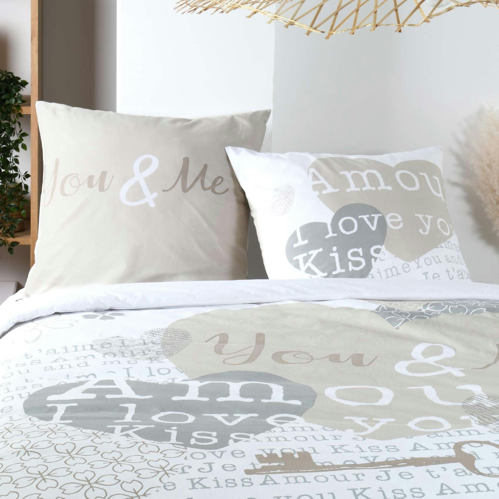 - Parure de couette au style romantique coton naturel 240 x 220 cm