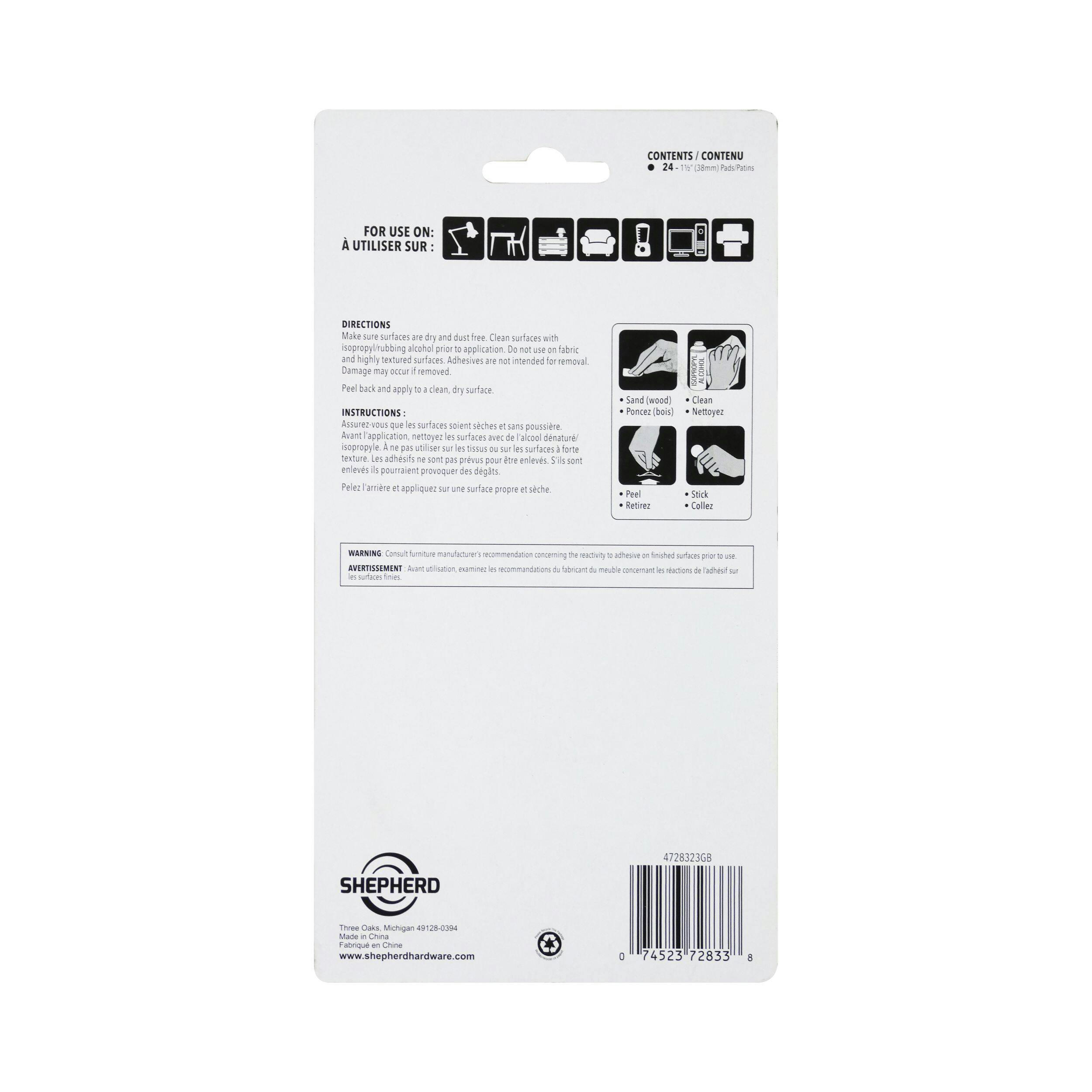Super Sliders Felt Pads with Gorilla Glue, Brown, 0.5-in, 24-pk