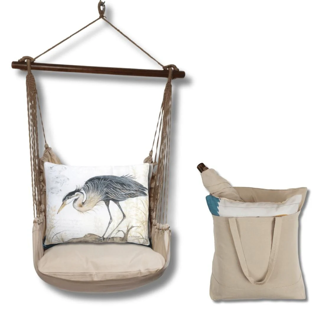 Magnolia Casual Swing Set 4 piece - Latte Solid w/ Heron on Limb
