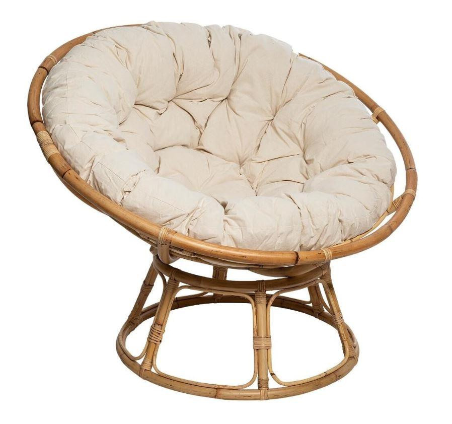 FOTEL RATTANOWY Seram z okrągłą poduchą na siedzisku boho