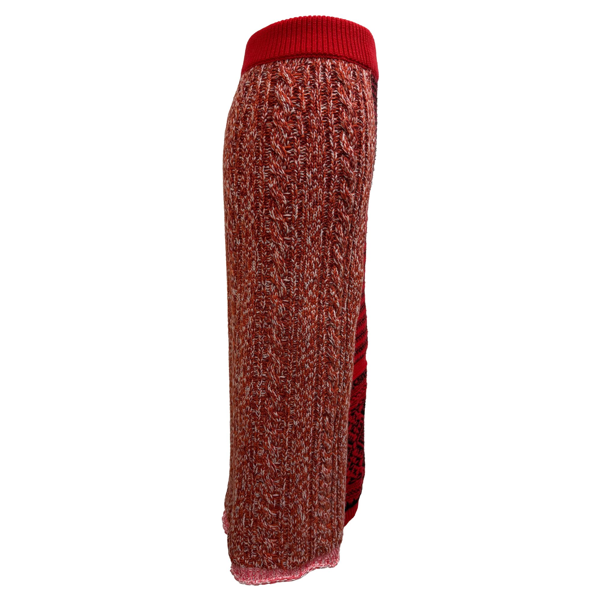Burberry Preloved Tweed Pattern Midi Length Skirt in Red Wool