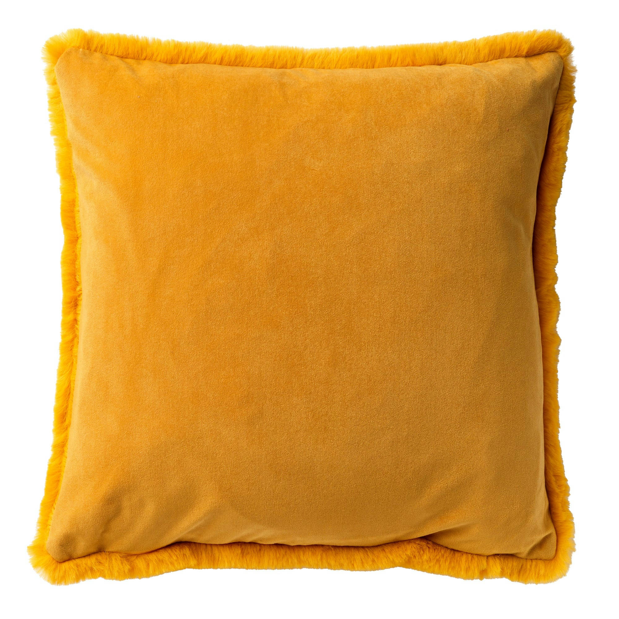 ZAYA - Housse de coussin jaune fausse fourrure-60x60 cm uni