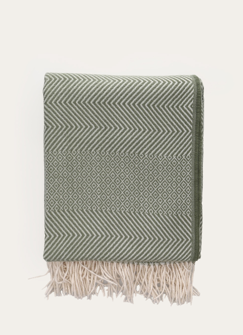 PLAID à MOTIFS JACQUARD MOSAÏQUES ET CHEVRONS MOSA VERT