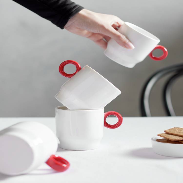 Designed by Sebastian Conran Set of 4 Coffee Cups - Red