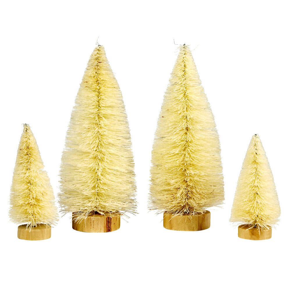 Lot de 4 mini sapins décoratifs - 2 modèles vert ou blanc