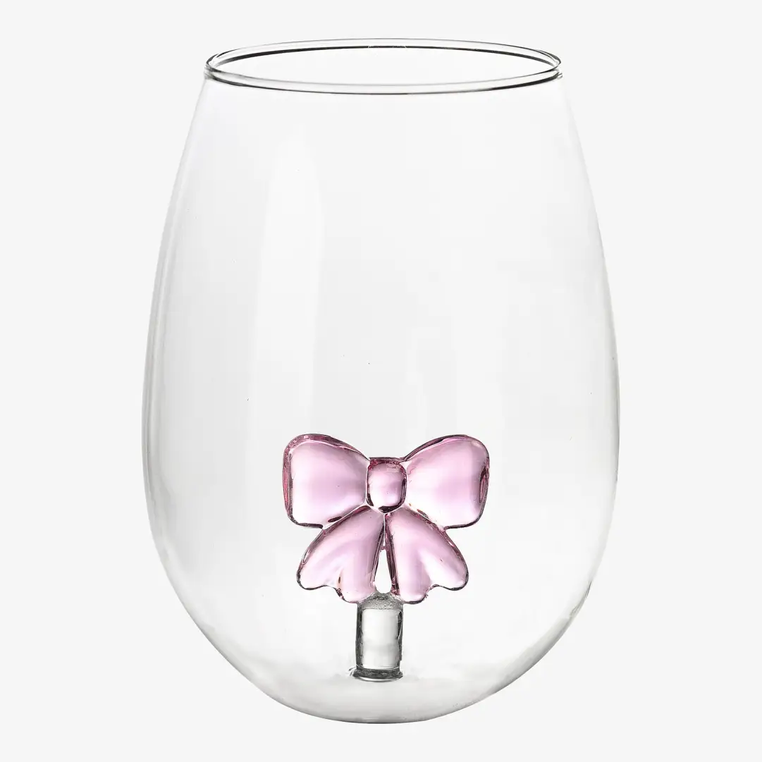 Trinkglas Schleife Rosa, ⌀ 7 cm, H 120 mm