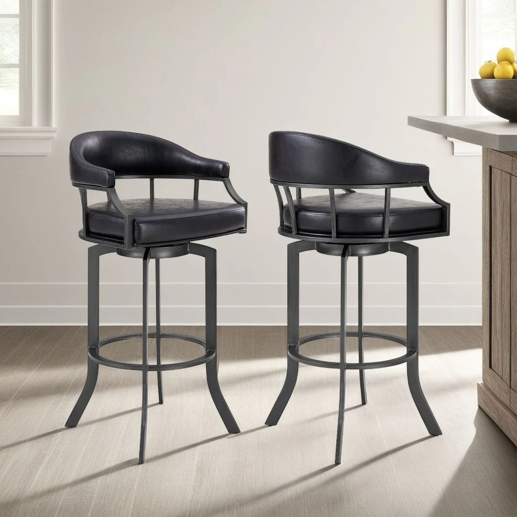 Pharaoh Upholstered Bar or Counter Height Swivel Barstool