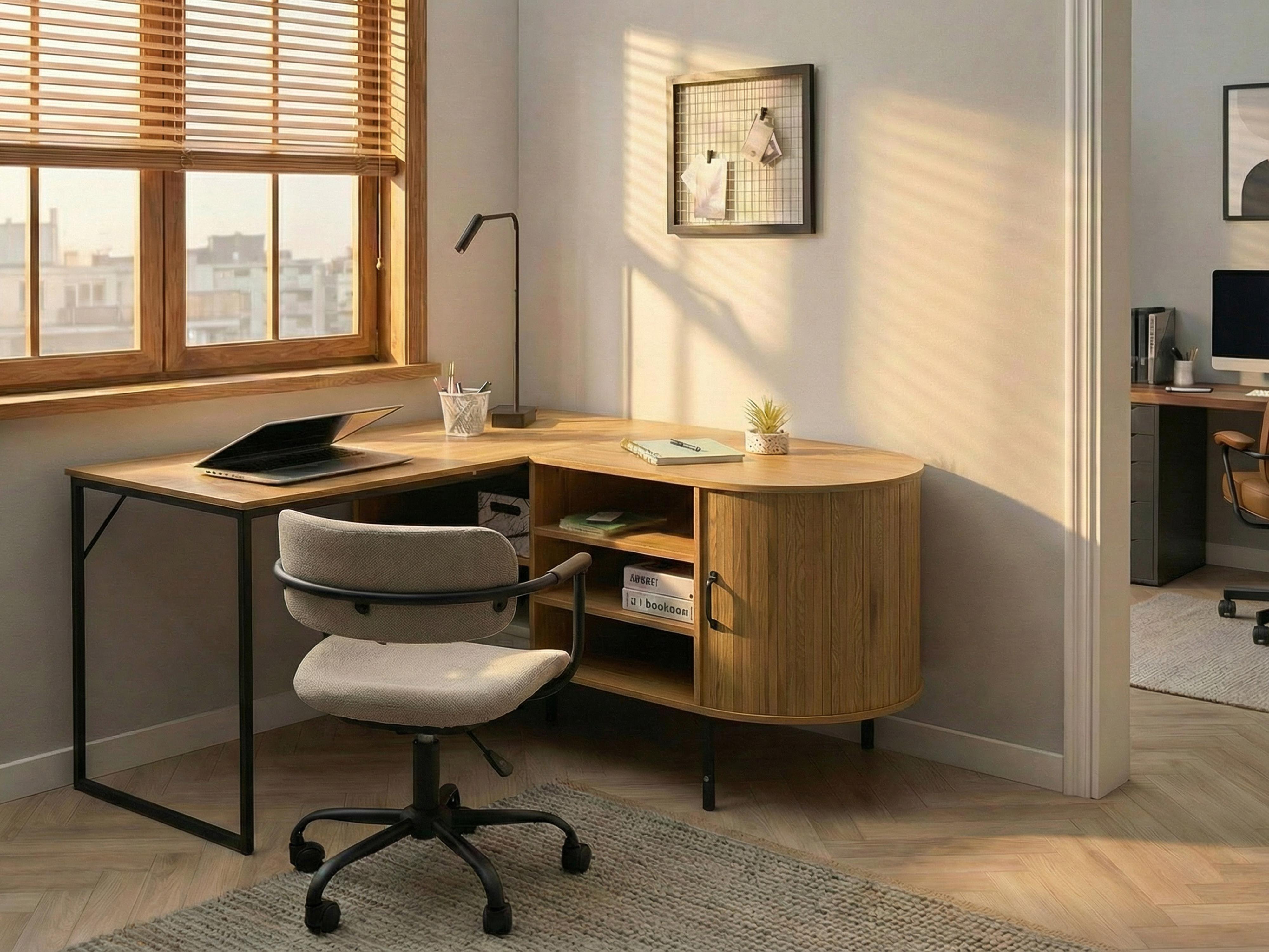 Corner Desk SOLARI Light Brown 140 cm 140 cm