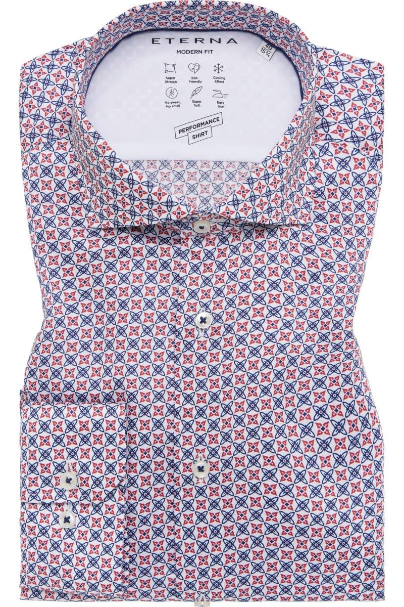 ETERNA Performance Modern Fit Tencel Hemd rot, Bedruckt