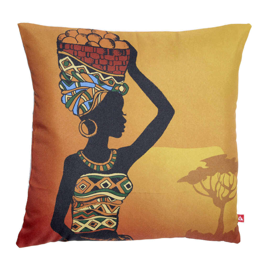 Housse coussin africaine 1 face imprimée 1 face unie 45x45cm - 4 modèles