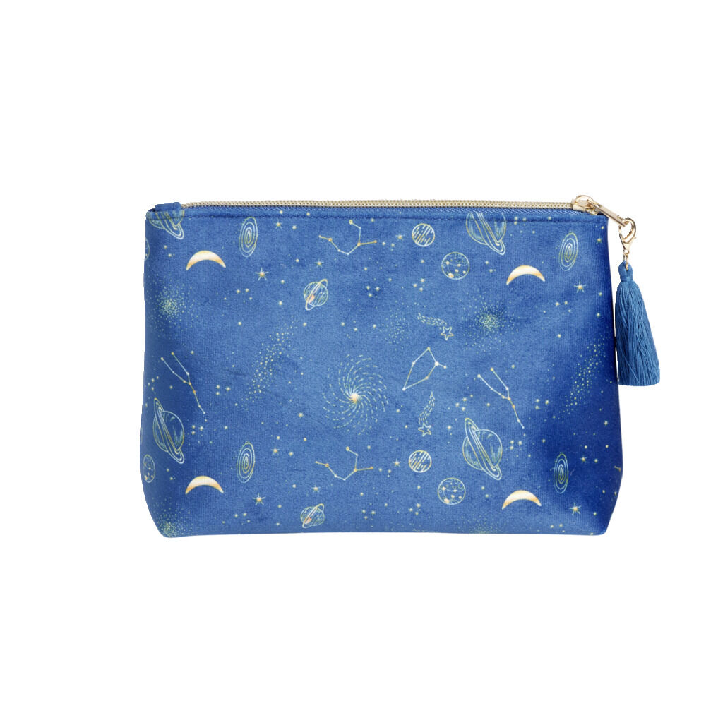 Pochette velours motif cosmic astro 21x7,5xH15,5cm - 2 modèles bleu ou rouge