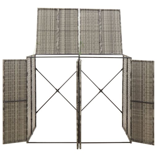 NNEVL Double Wheelie Bin Shed Grey 140x80x117 cm Poly Rattan