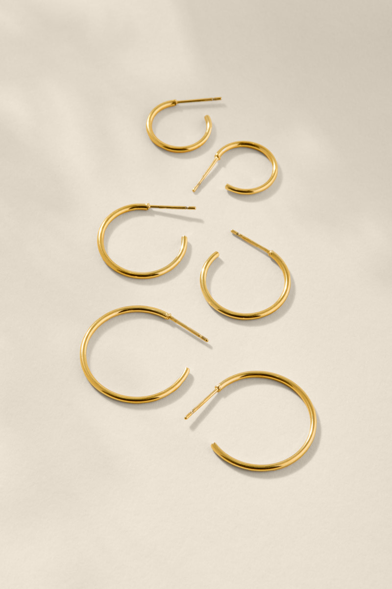 Jamie Stainless Steel Thin Hoop Earring Set