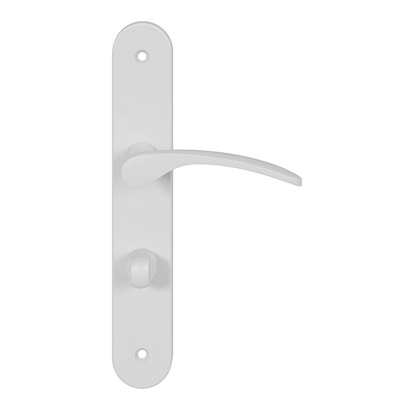 Ensemble poignée sur plaque rond à condamnation GoodHome Beare mat blanc L.110.5mm x l.40mm entraxe 195mm