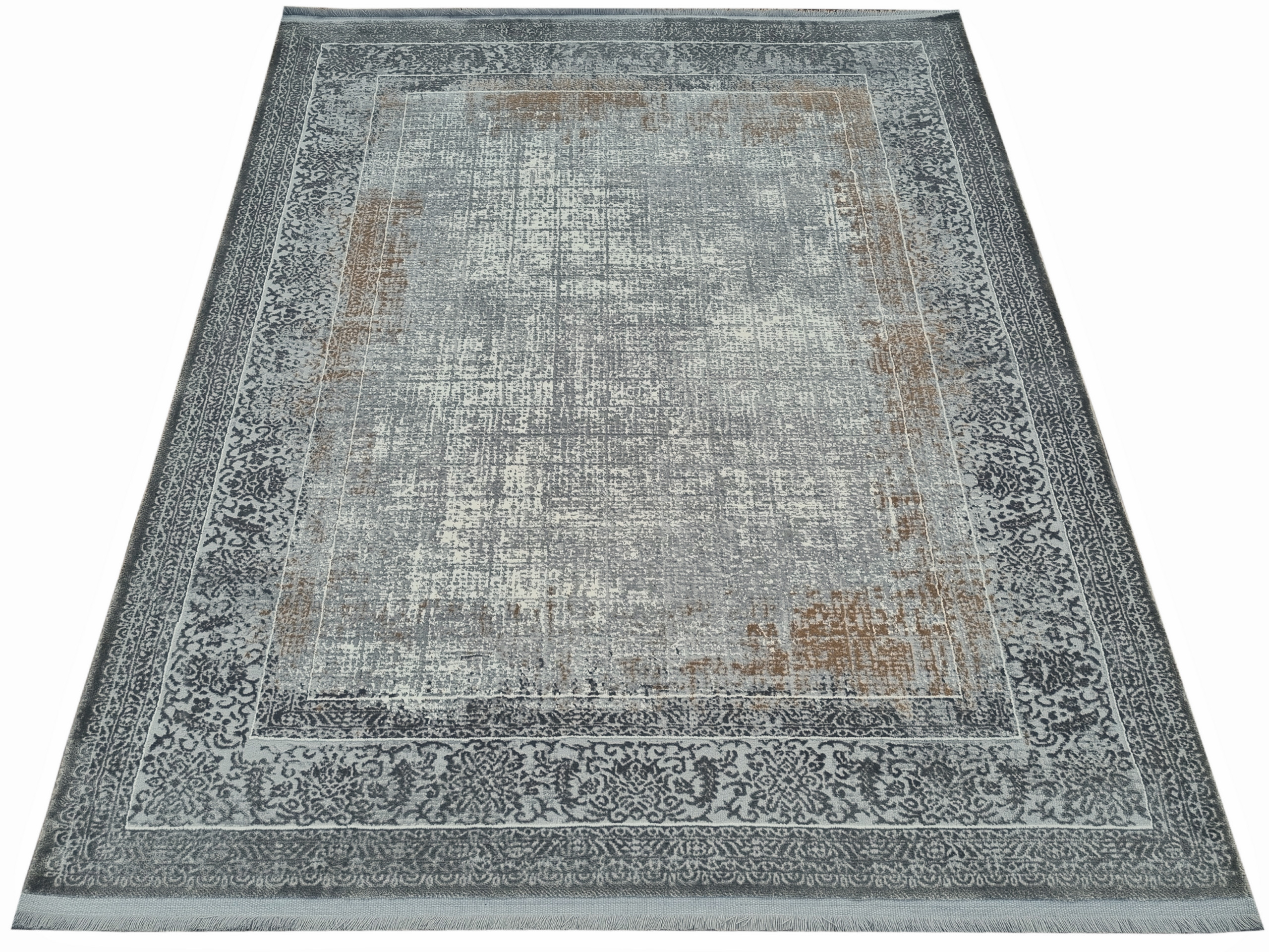 Dywan z frędzlami Emir 489 szary do sypialni nowoczesny 080x150cm