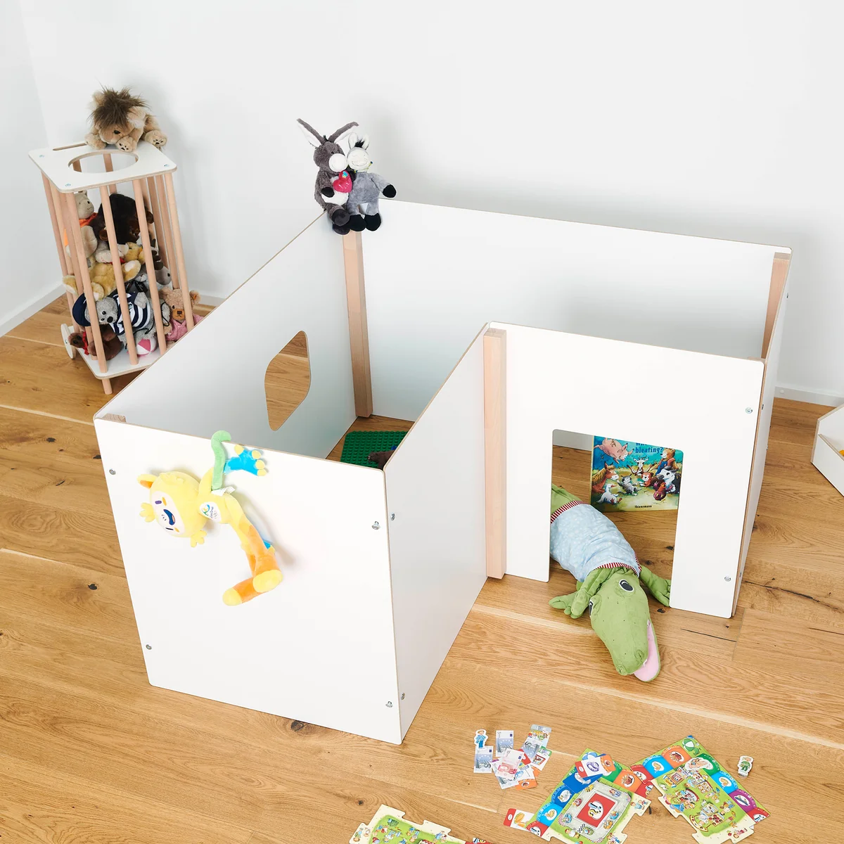 Tojo - wand Kinderspielhaus und Raumtrenner, weiß / Buche