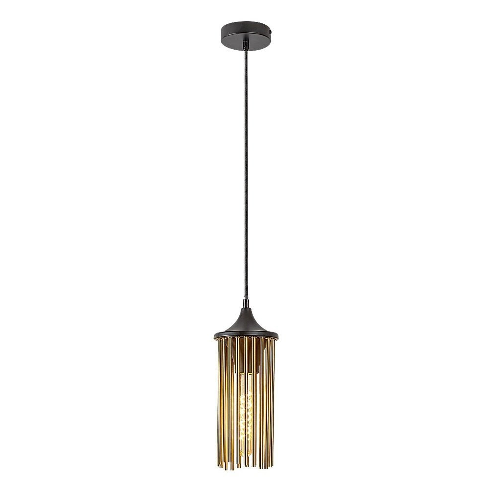 Lampa wisząca czarny matowa-miedź Roxas 1xE27x40W wym: 140x12x12 cm Rabalux