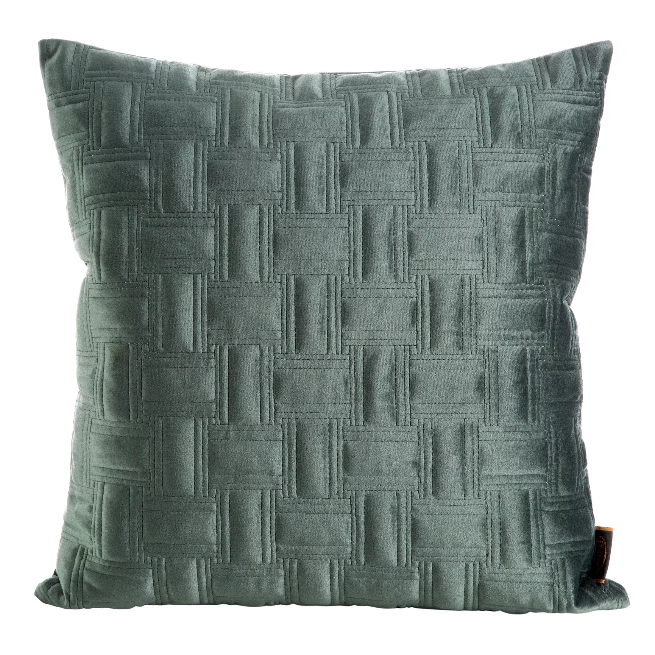 Poszewka na poduszkę 45x45 cm welwetowa, ciemnomiętowa pikowana w geometryczny wzór RIA 3 Eurofirany Premium