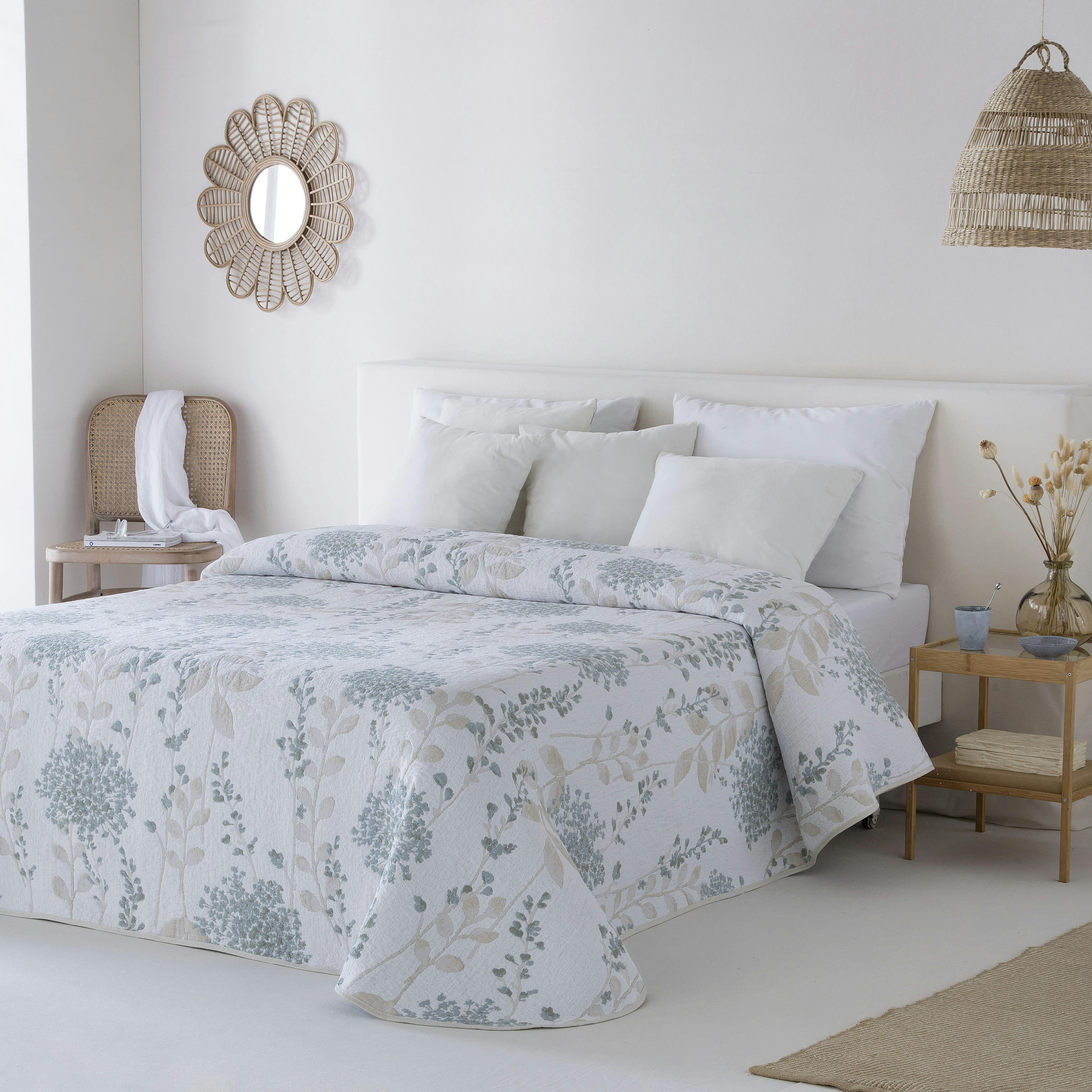 CHIARA - Couvre lit en coton bleu 250x270