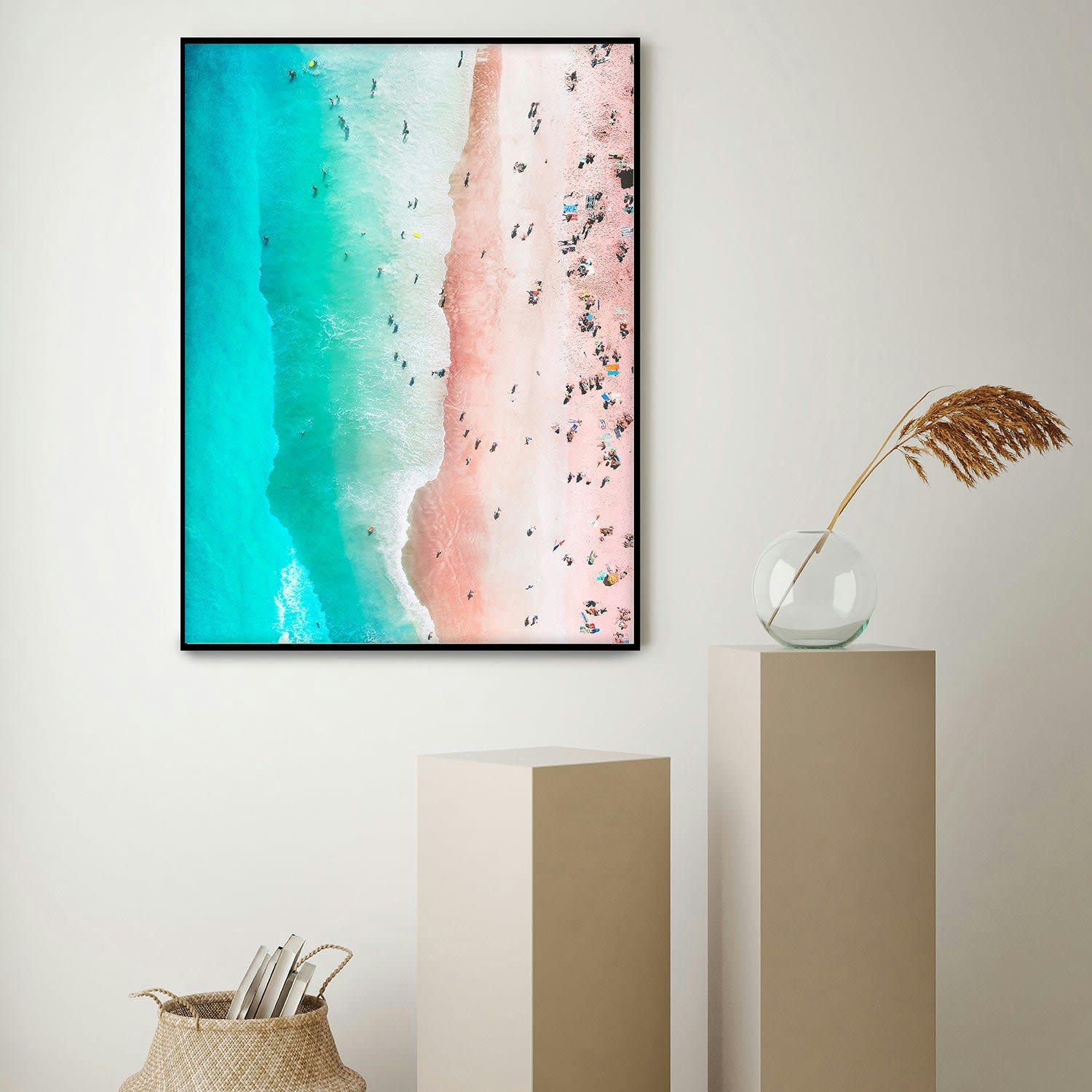 PLAYA - Affiche avec cadre noir - Plage turquoise - 50x70