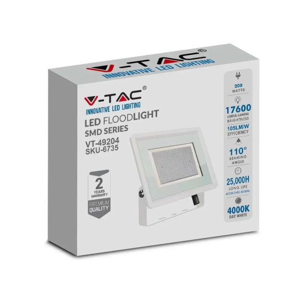 Naświetlacz halogen 49204biały LED 200W 17600lm 4000K IP65 V-TAC