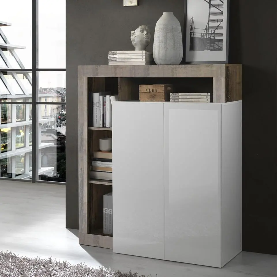 FRANCFORT Buffet met 2 deuren Frankfurt - Wit / Grijs - 42x108x127 cm