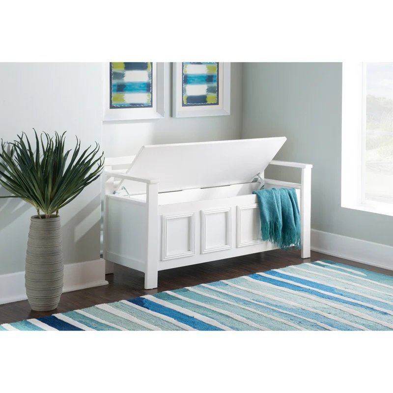 Talia Ivory Flip Top Storage Entryway Bench