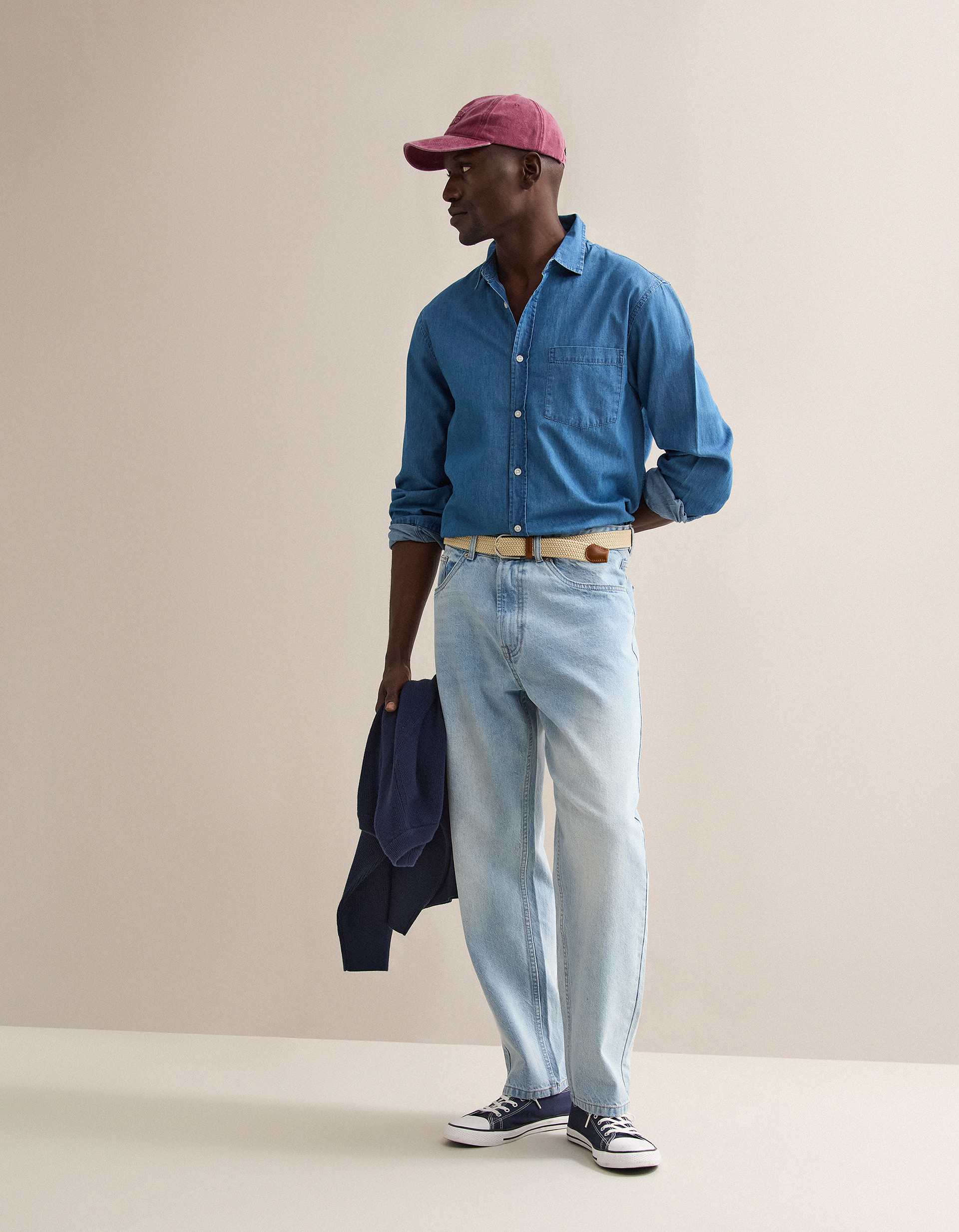 Calças de Ganga 'Loose Fit', Homem, Azul