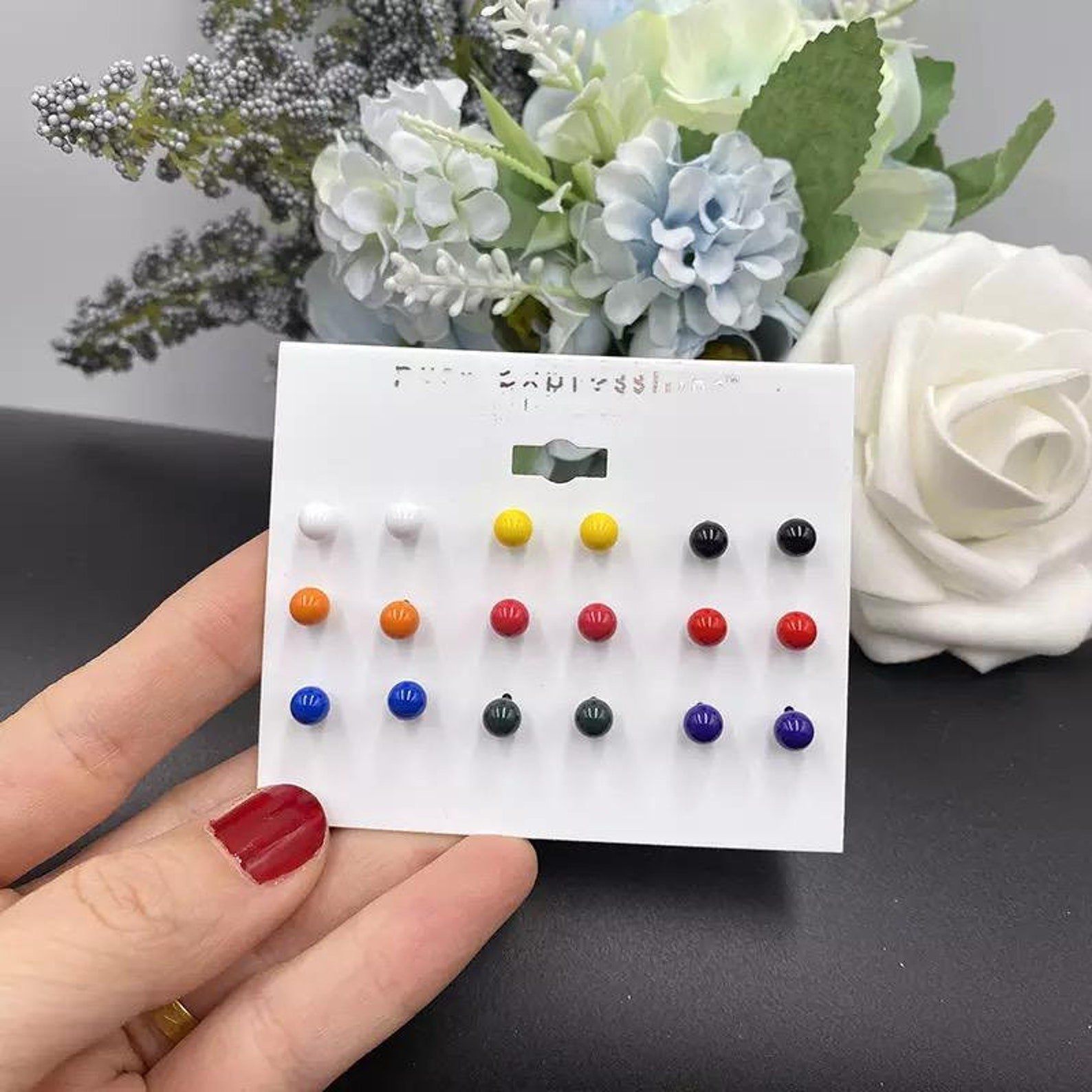 The Colourful Aura Multicolour Round Ball Studs Earrings