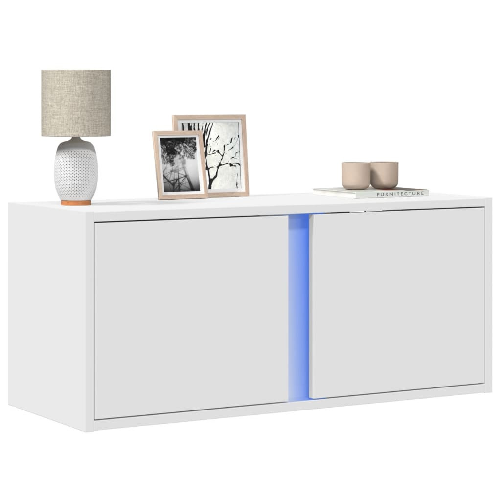 Szafka Wisząca RTV Stolik Półka Szafka Ścienna Biała LED 80x31x35 cm