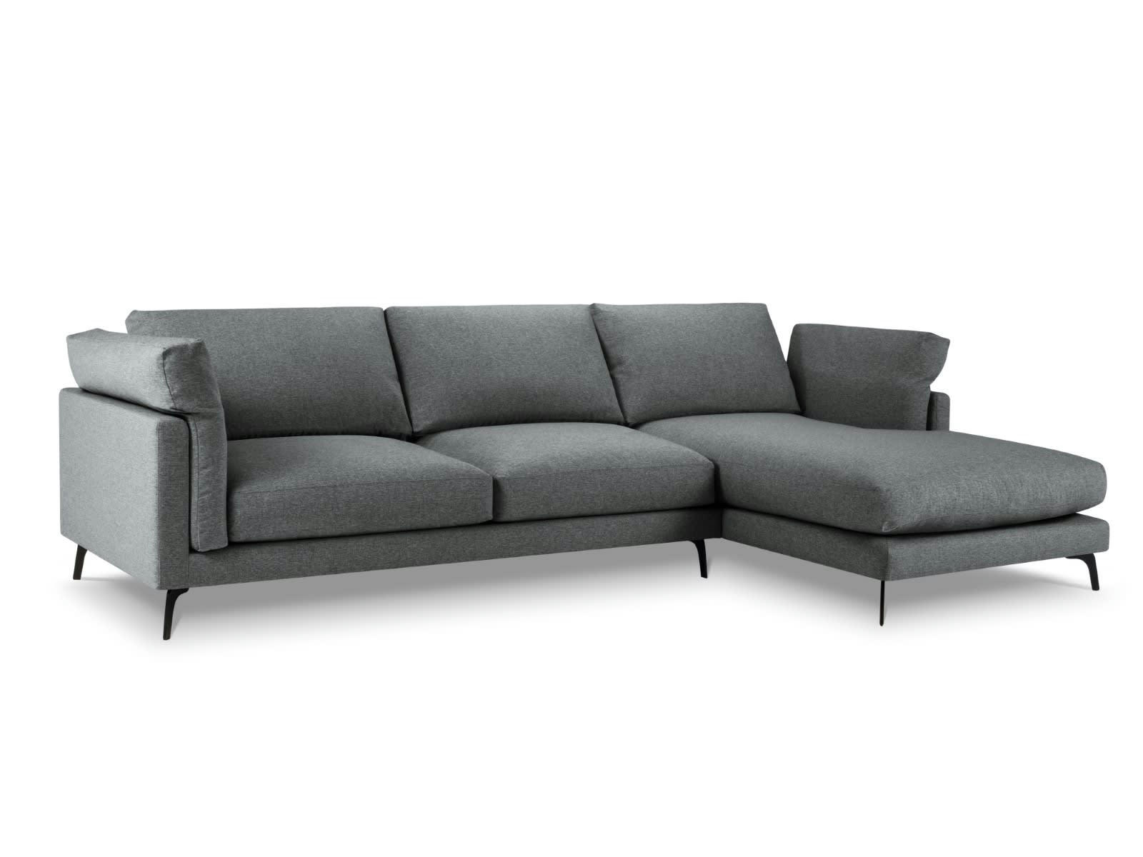 CAMILLE - Canapé D'Angle Droit 5 places en Tissu Structurel Gris