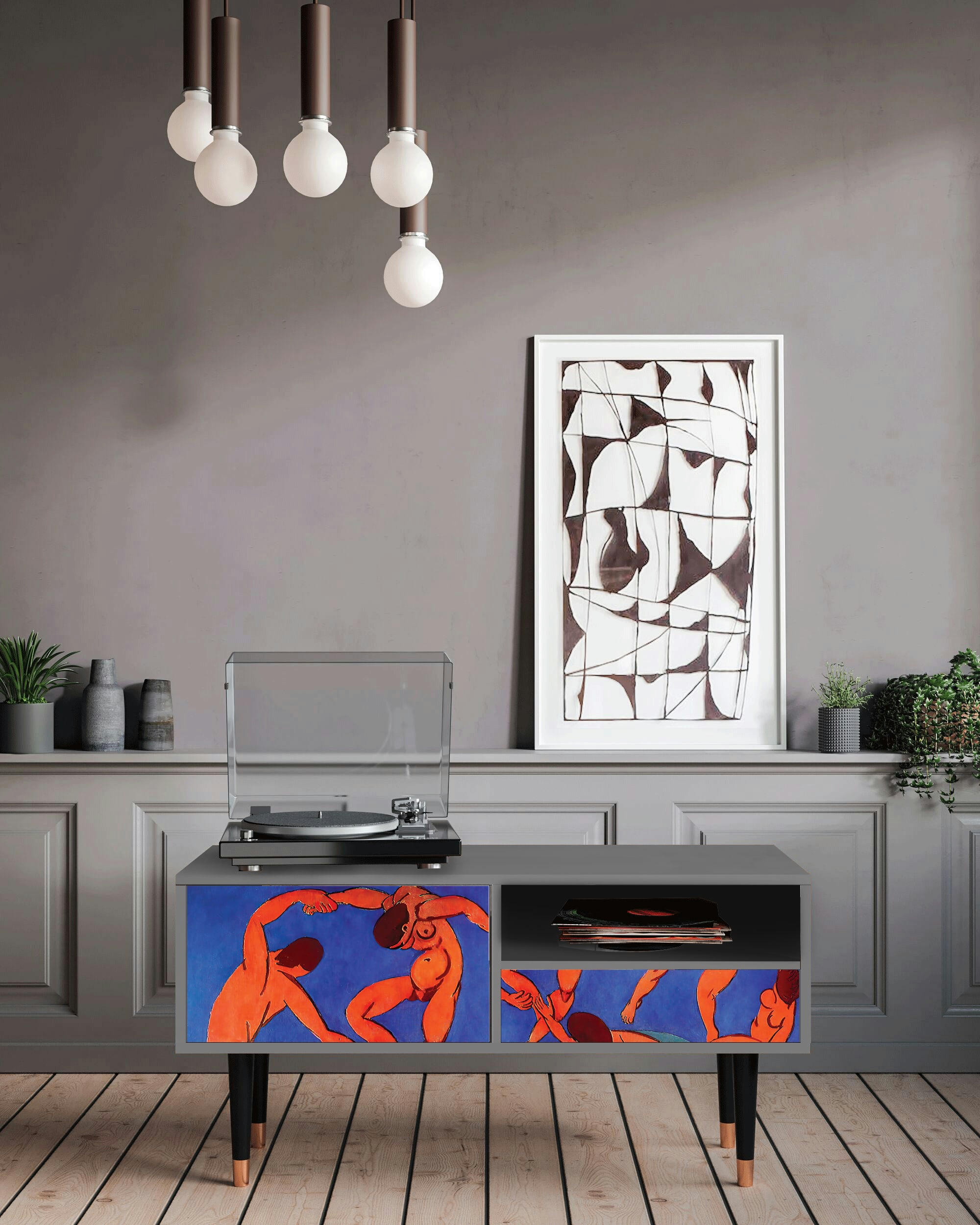 THE DANCE BY HENRI MATISSE - Meuble TV  multicolore 1 tiroir et 1 porte L 115 cm