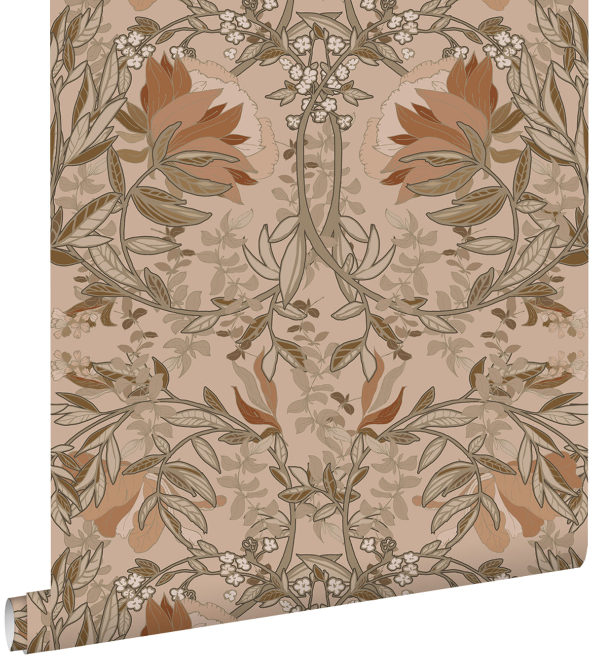 ESTAhome behang vintage bloemen in art nouveau stijl terracotta - 53 cm x 10.05 m - 139460