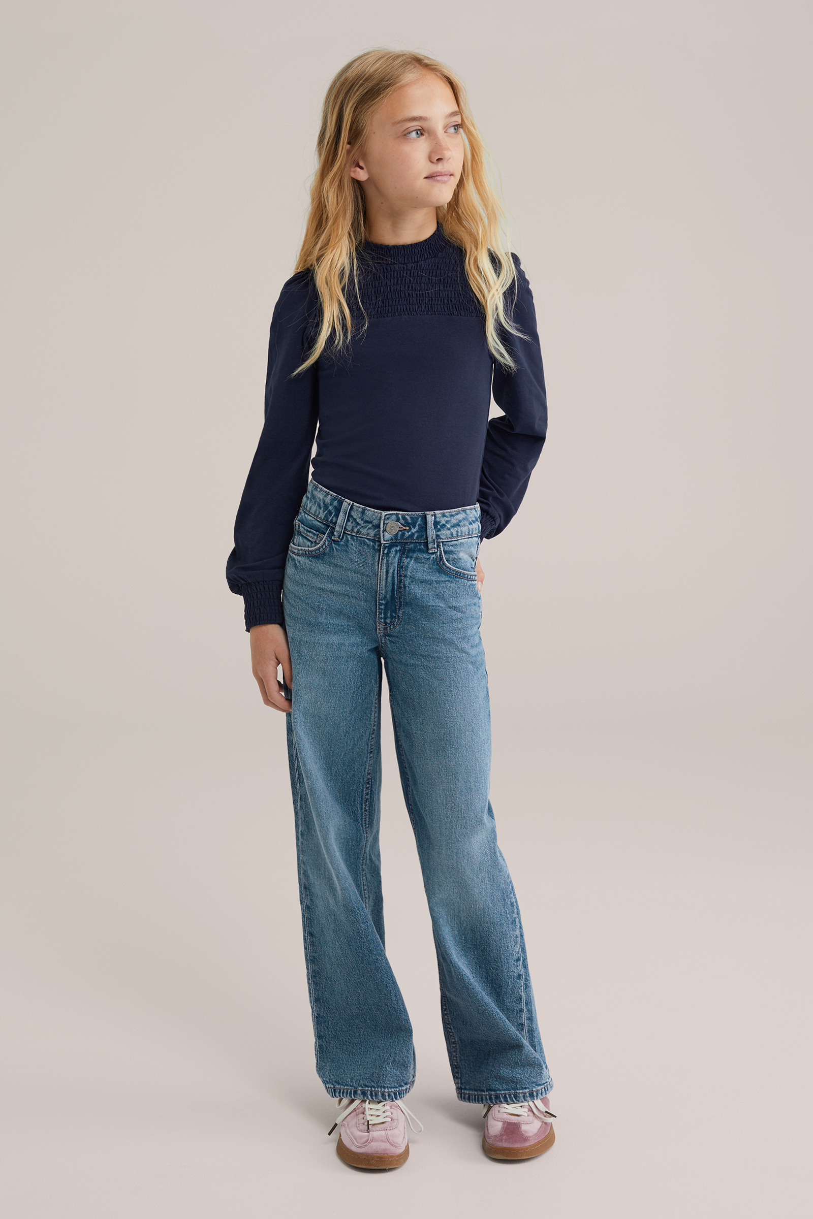 Meisjes T-shirt met gesmokt detail