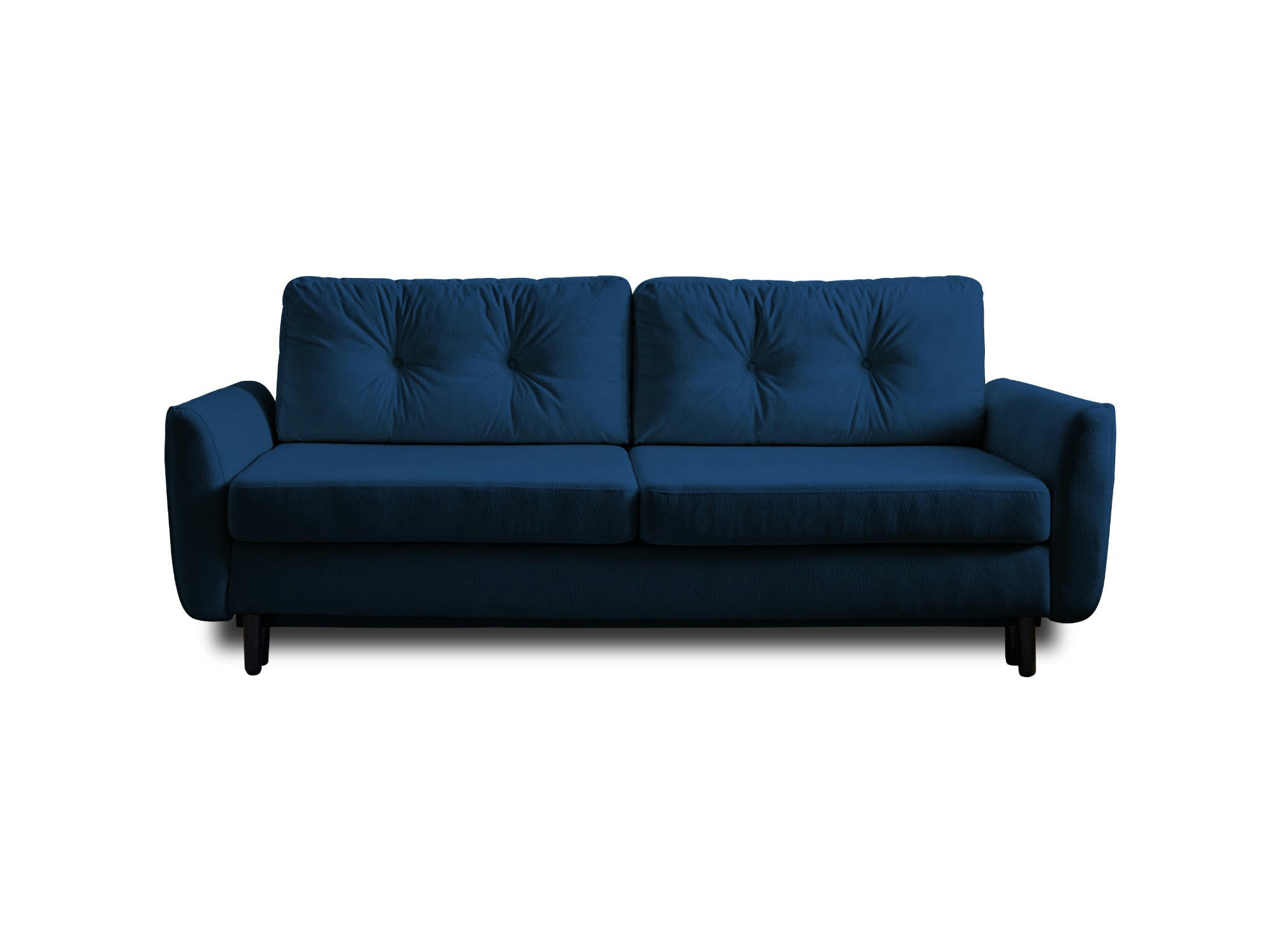 NILS - Canapé droit convertible 3 places en velours bleu nuit