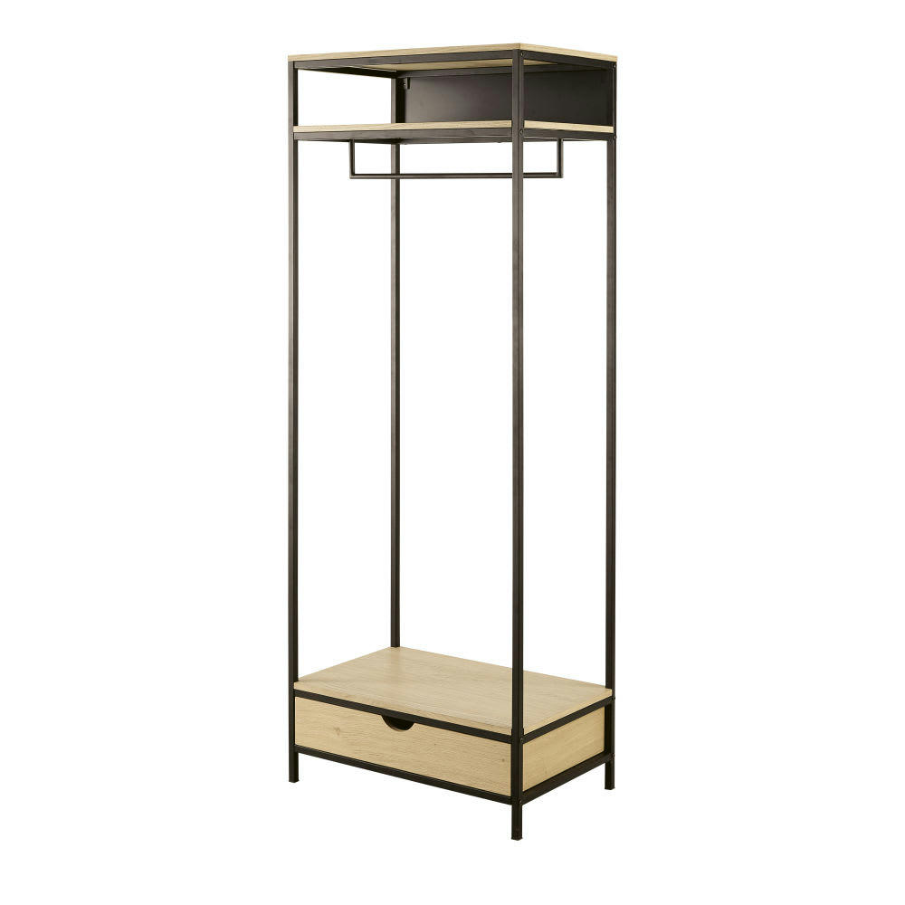 Hudson Business - Dressing professionnel 1 tiroir 1 étagère en métal noir