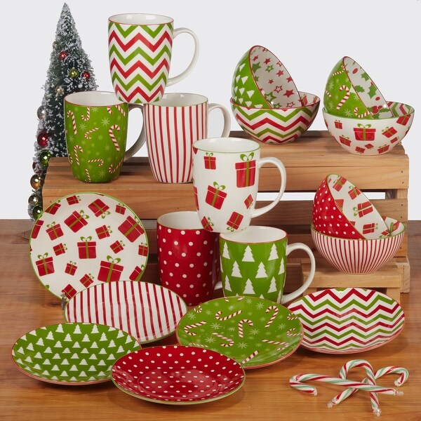 Certified International Holiday Fun 40 oz. Soup Bowls, Set of 6 Assorted Designs - 40 oz.