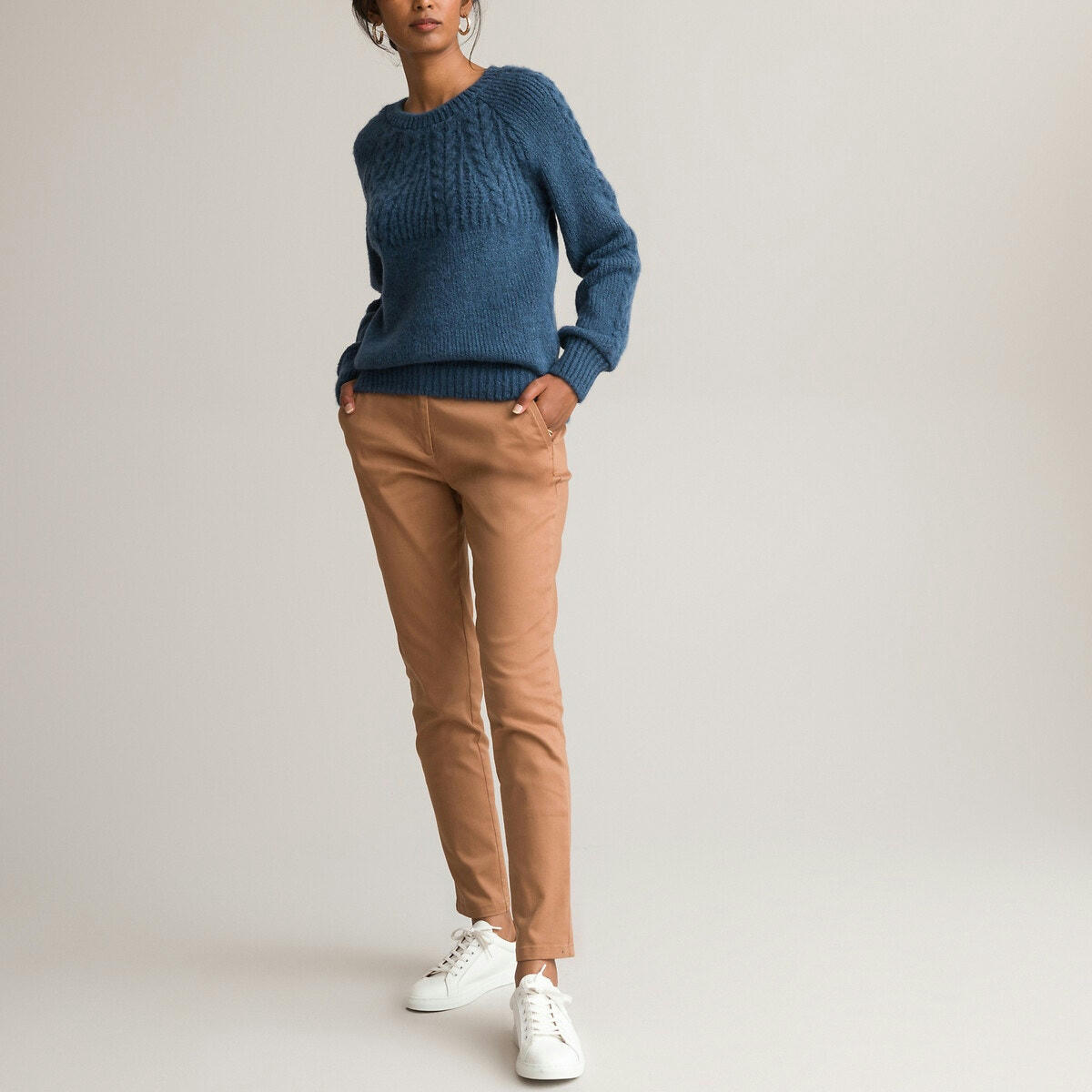 Pantalon droit chino, sergé stretch