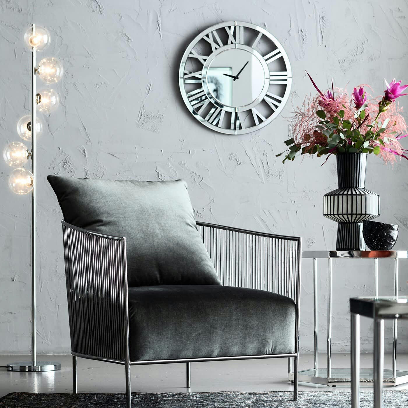 SCALA BALLS - Lampadaire en acier chromé et verre H160