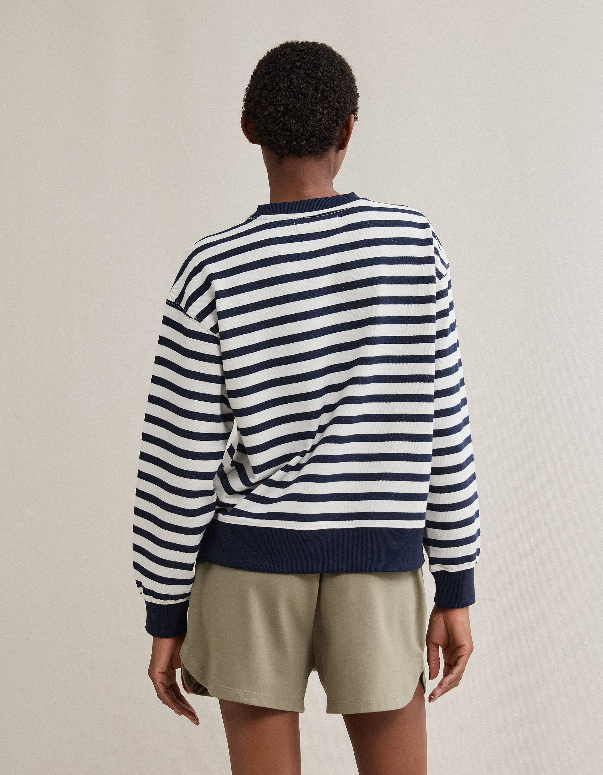 Sweatshirt Riscas, Mulher, Azul Escuro