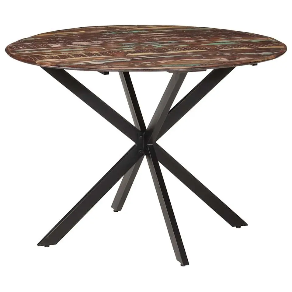 vidaXL Eettafel - Ronde tafel - Massief gerecycled hout en staal - &Oslash;110 cm