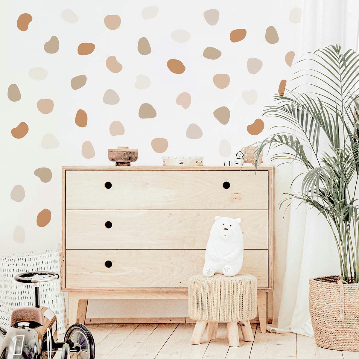 PEBBLES - Stickers muraux en vinyle cailloux marron et beige