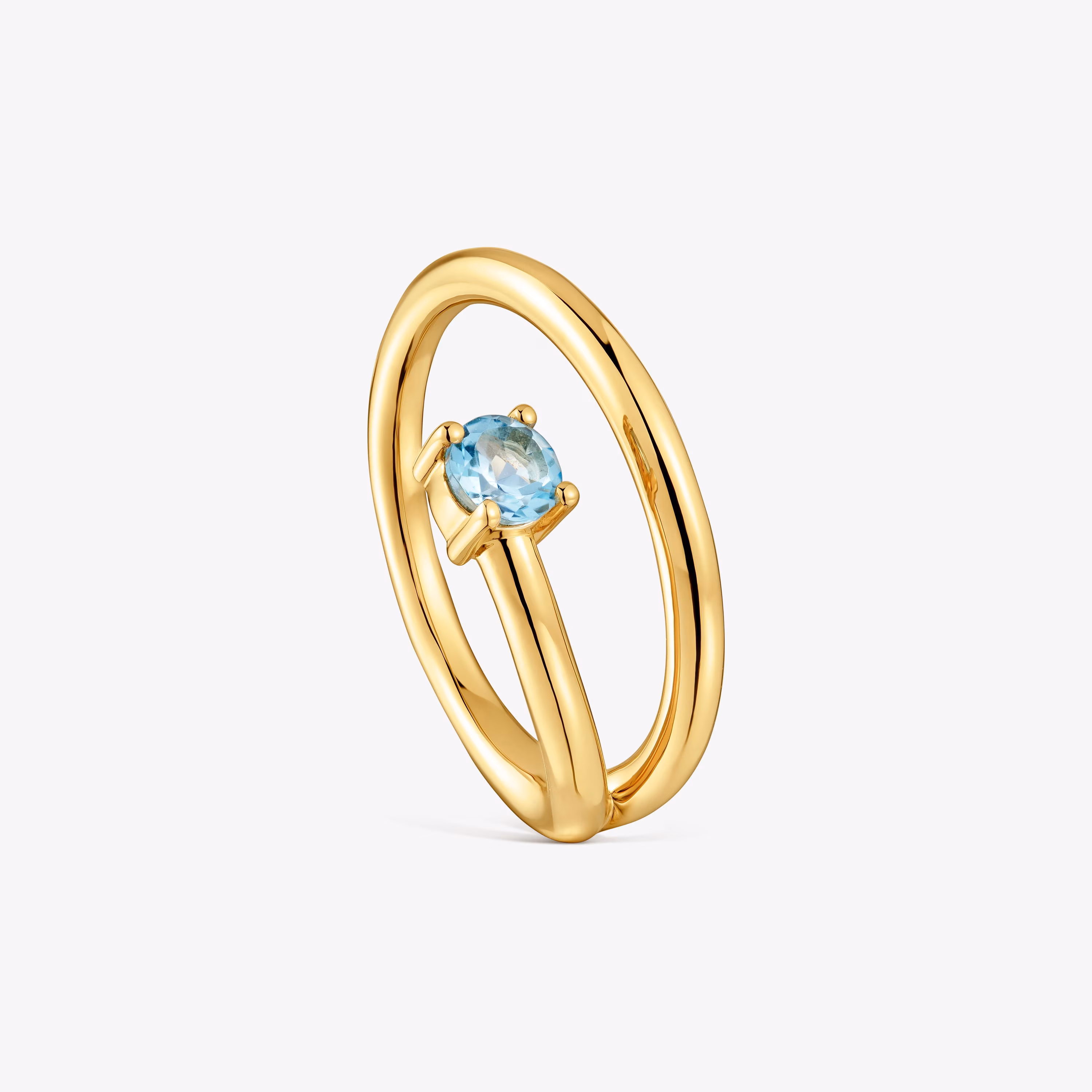 Anillo con baño de oro 18 kt sobre plata y topacio Lio