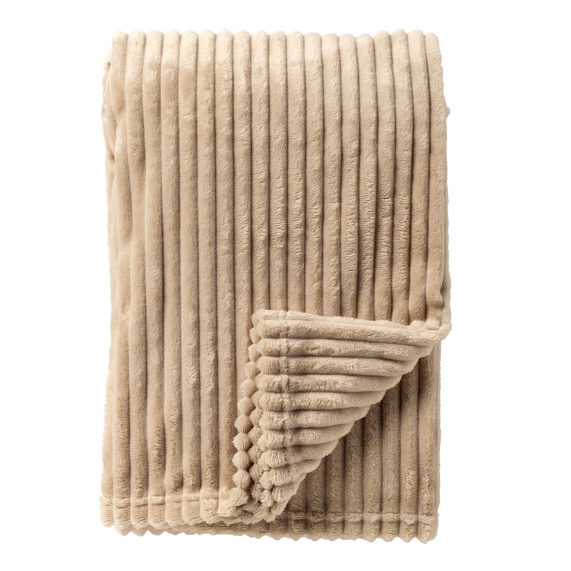 MARTHY - Plaid 140x180 cm - zacht ribfluweel - Pumice Stone - Beige