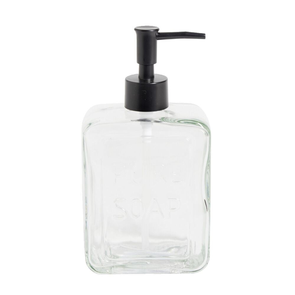 Distributeur à savon 500ml inscription Pure Soap en verre 4 coloris