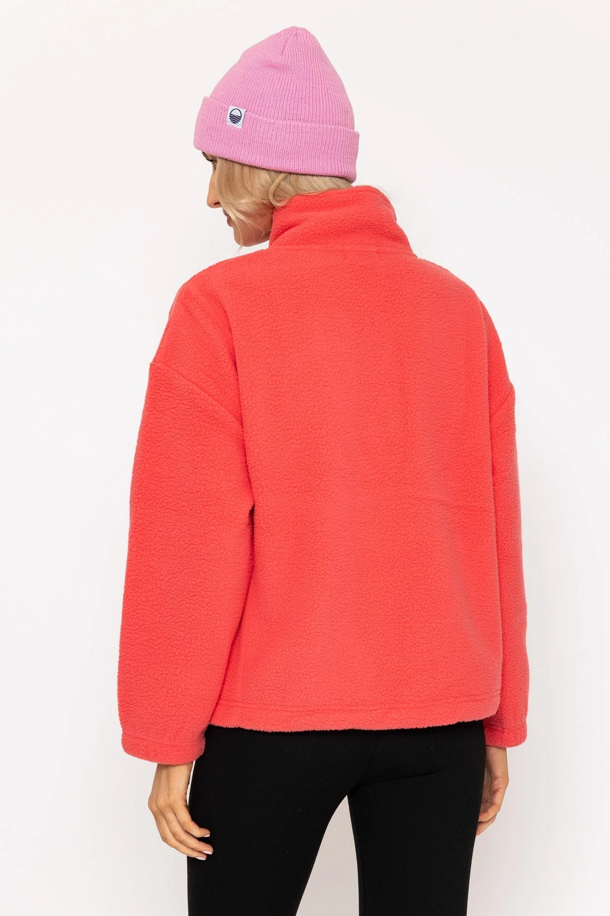 Coral Teddy Fleece With Contrast Zip